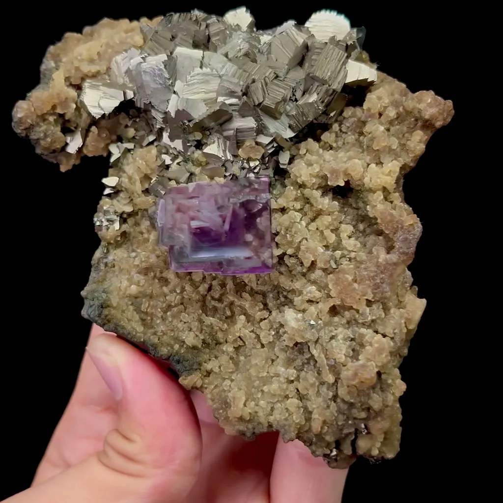 Natural Purple Phantom Fluorite Arsenopyrite and Mica Mineral Specimen,High Quality Specimen,YAO GANG XIAN,HUNAN,CHINA(120*90*50mm) - image 3