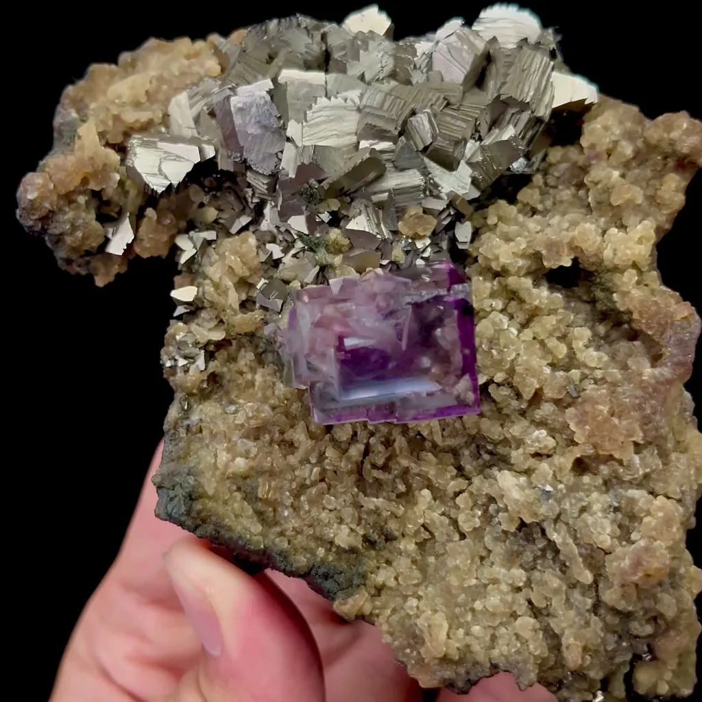 Natural Purple Phantom Fluorite Arsenopyrite and Mica Mineral Specimen,High Quality Specimen,YAO GANG XIAN,HUNAN,CHINA(120*90*50mm) - image 2