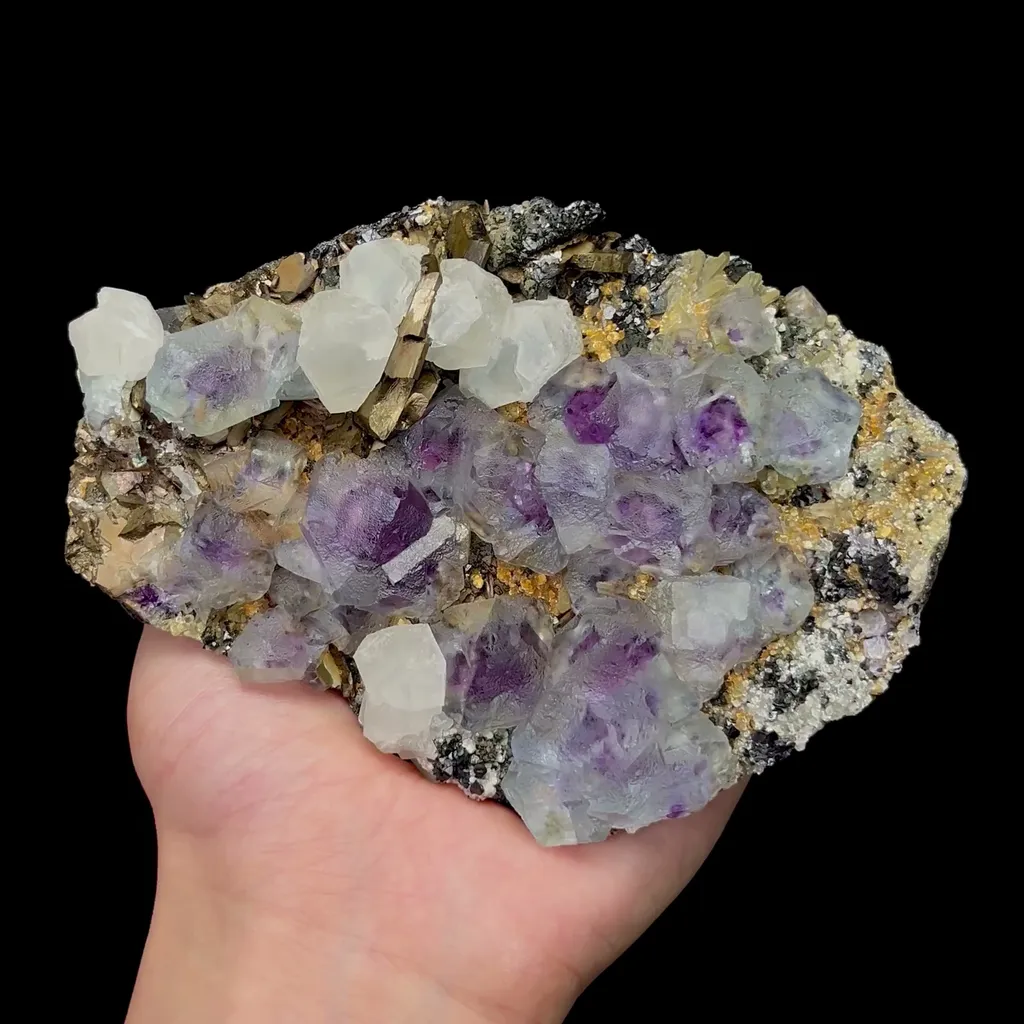 Natural Purple Phantom Fluorite Calcite and Magnetite Mineral Specimen,High Quality Specimen,YINDU,INNER MONGOLIA,CHINA(139*100*43mm) image