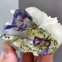 Natural Purple Phantom Fluorite Coexists with Flake Calcite and Mica comes from Neimenggu,China 70*60*45MM - image 1