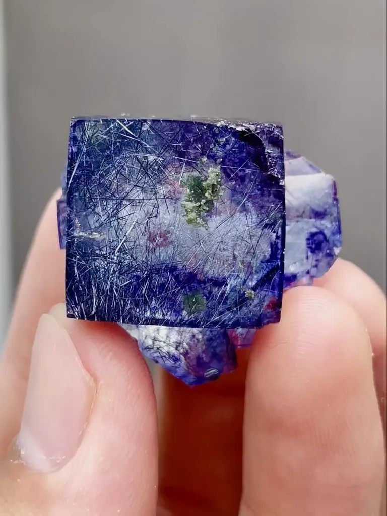 Natural Purple Phantom Fluorite coexists with Jamstenite comes from Yaogangxian,Hunan 25*25*20MM image