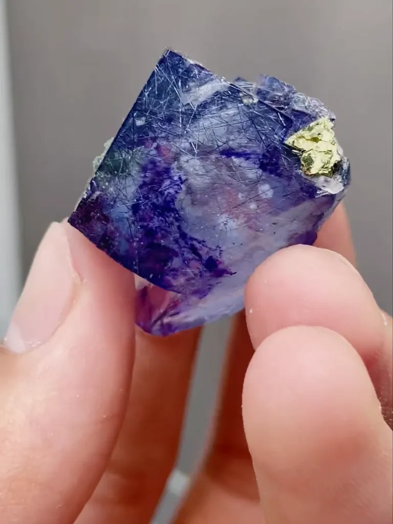 Natural Purple Phantom Fluorite coexists with Jamstenite comes from Yaogangxian,Hunan 25*25*20MM - image 4