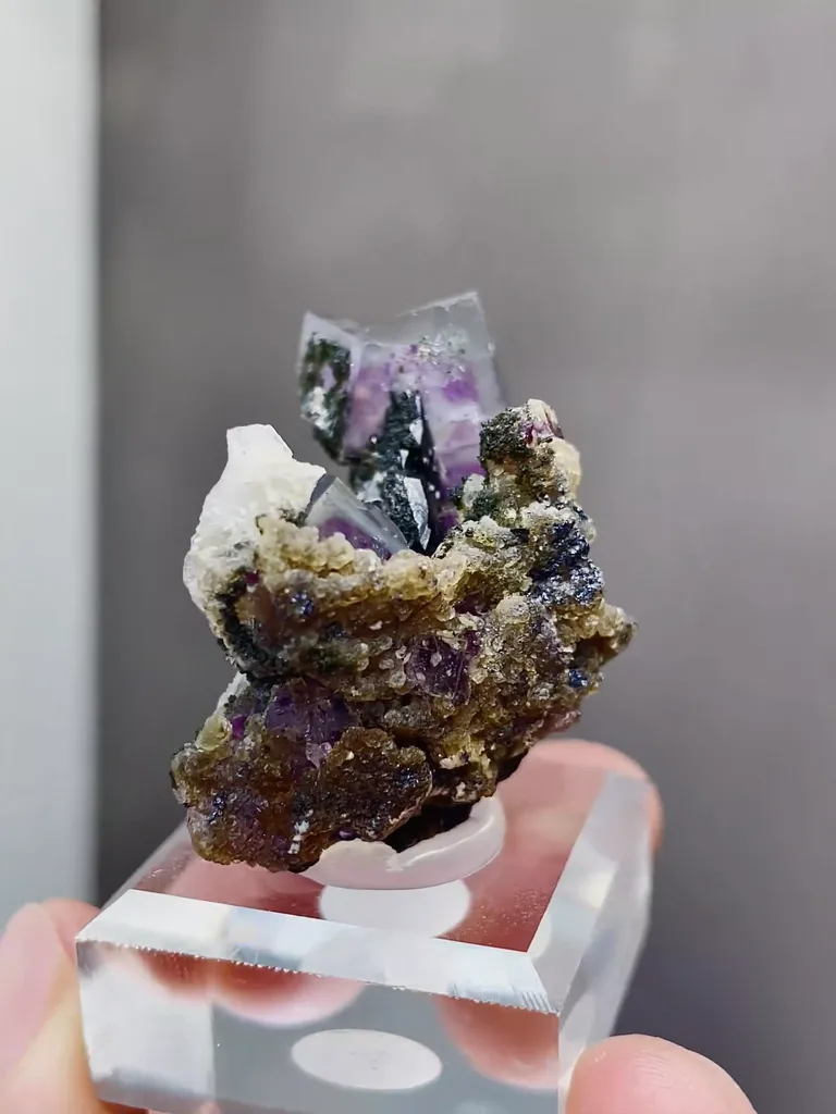 Natural Purple Phantom Fluorite coexists with Mica comes from Yaogangxian,Hunan 30*20*30MM - image 4