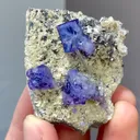 Natural Purple Phantom Fluorite coexists with Pyrite and Flaky Calcite comes from Yaogangxian,Hunan 45*30*25MM - image 1