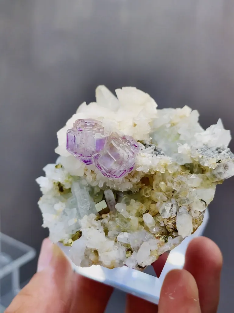 Natural Purple Phantom Fluorite coexists with Quartz and Dolomite comes from Shangbao,Hunan 65*50*30MM - image 3