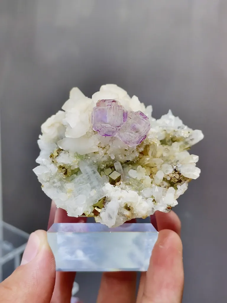 Natural Purple Phantom Fluorite coexists with Quartz and Dolomite comes from Shangbao,Hunan 65*50*30MM - image 4