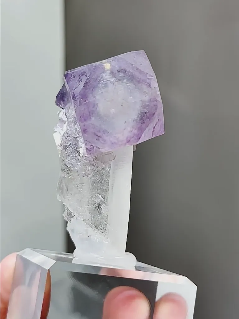 Natural Purple Phantom Fluorite coexists with Quartz comes from Yaogangxian,Hunan 35*30*50MM - image 3