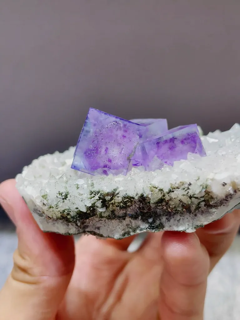 Natural Purple Phantom Fluorite coexists with Quartz comes from Yaogangxian,Hunan 80*35*60MM - image 4