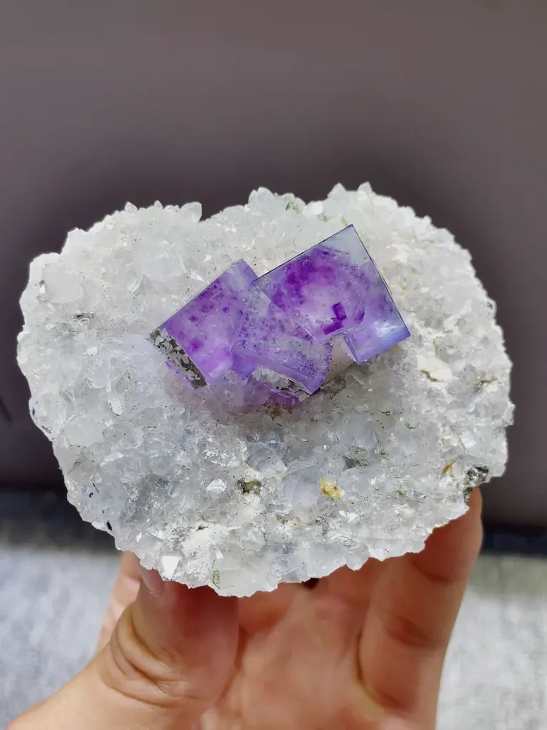 Natural Purple Phantom Fluorite coexists with Quartz comes from Yaogangxian,Hunan 80*35*60MM - image 2