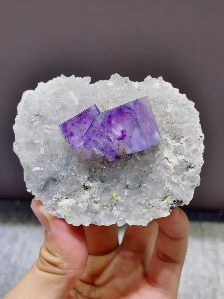 Natural Purple Phantom Fluorite coexists with Quartz comes from Yaogangxian,Hunan 80*35*60MM - image 5