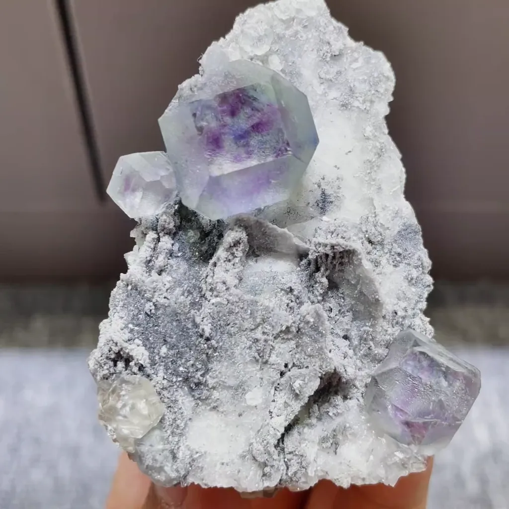Natural Purple Phantom Fluorite comes from Fujian,China 50*30*70MM image