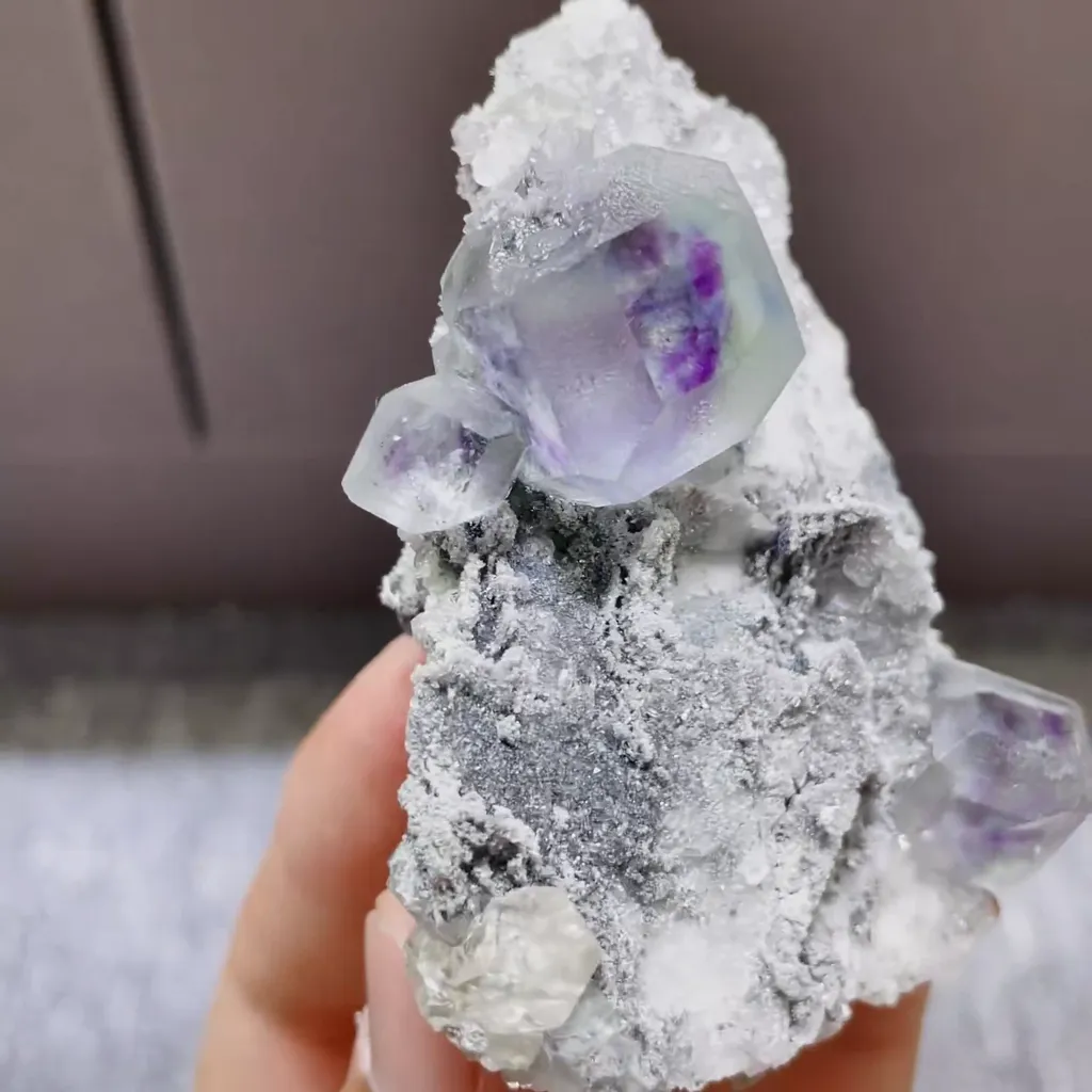 Natural Purple Phantom Fluorite comes from Fujian,China 50*30*70MM - image 3