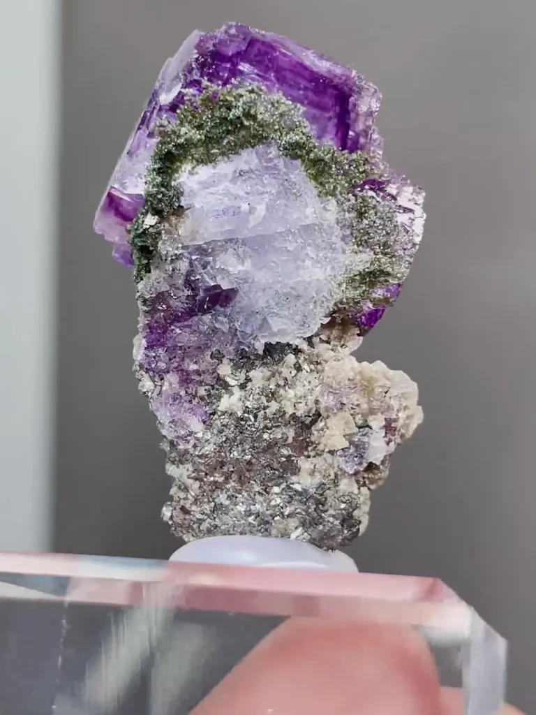 Natural Purple Phantom Fluorite comes from Yaogangxian,Hunan 20*15*35MM - image 4
