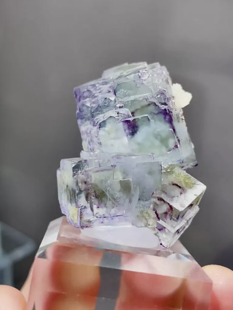 Natural Purple Phantom Fluorite comes from Yaogangxian,Hunan 25*25*35MM - image 6