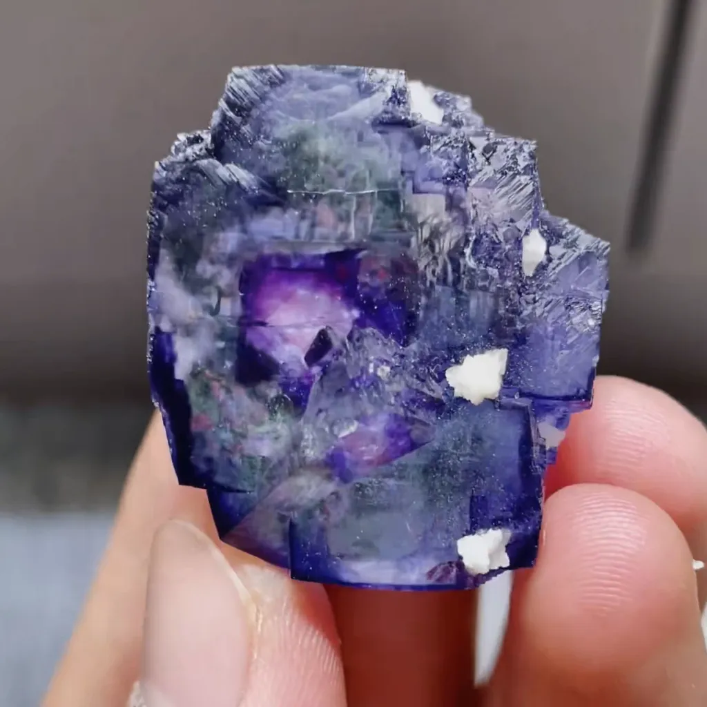 Natural Purple Phantom Fluorite comes from Yaogangxian,Hunan 30*20*30MM image