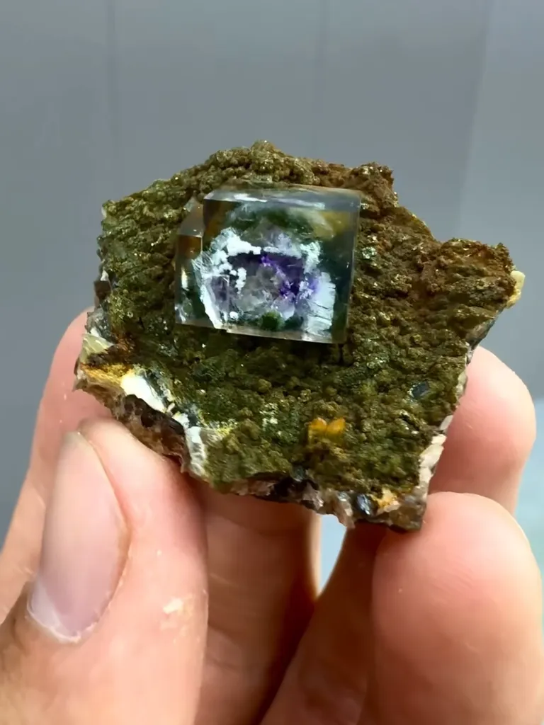 Natural Purple Phantom Fluorite comes from Yaogangxian,Hunan 30*30*19MM - image 4