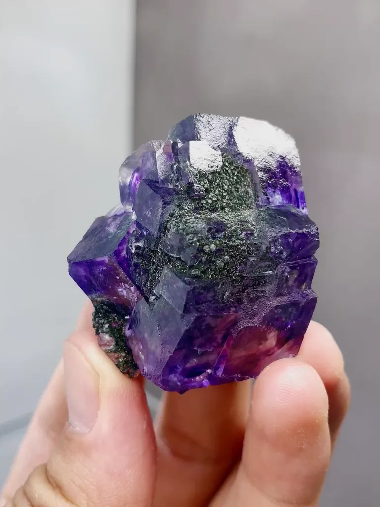 Natural Purple Phantom Fluorite comes from Yaogangxian,Hunan 35*20*40MM image