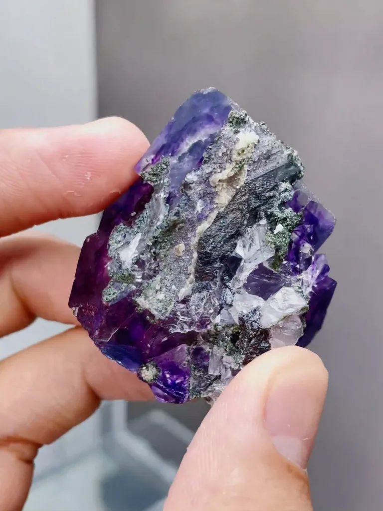 Natural Purple Phantom Fluorite comes from Yaogangxian,Hunan 35*20*40MM - image 6