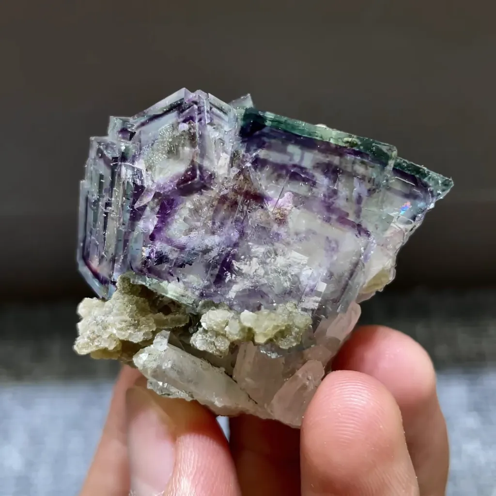 Natural Purple Phantom Fluorite comes from Yaogangxian,Hunan 35*30*35MM image