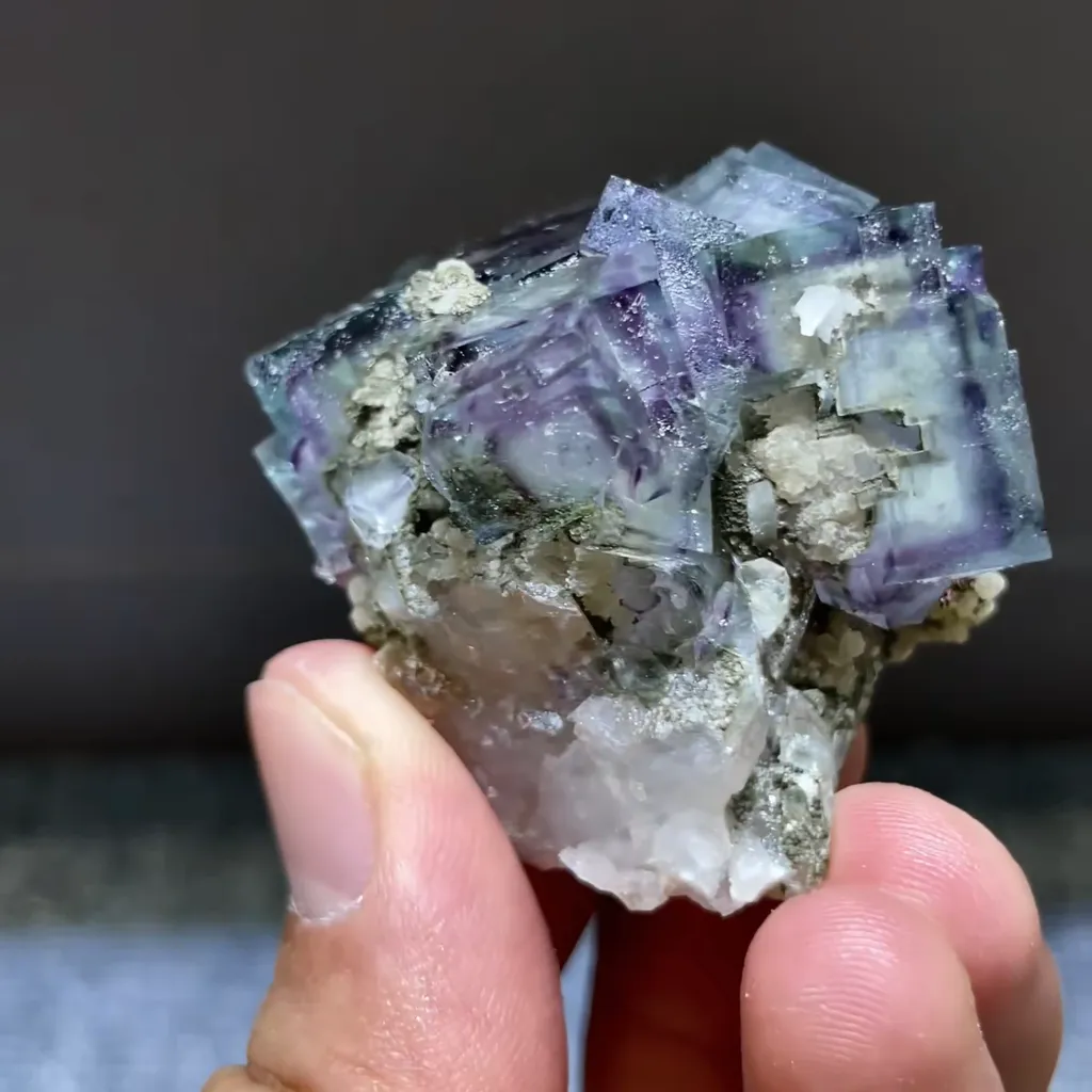 Natural Purple Phantom Fluorite comes from Yaogangxian,Hunan 35*30*35MM - image 4