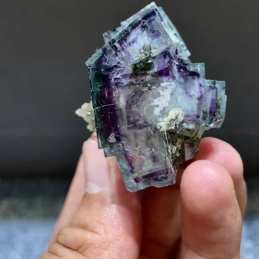 Natural Purple Phantom Fluorite comes from Yaogangxian,Hunan 35*30*35MM - image 3