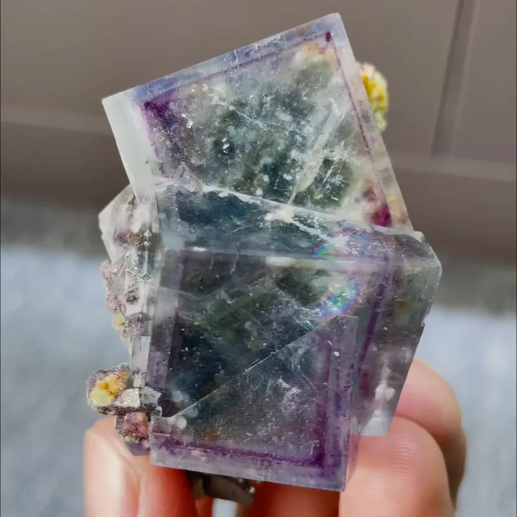 Natural Purple Phantom Fluorite comes from Yaogangxian,Hunan 35*60*40MM image