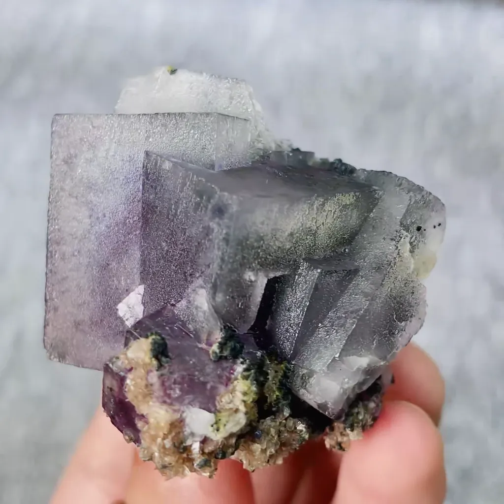 Natural Purple Phantom Fluorite comes from Yaogangxian,Hunan 40*40*40MM - image 2