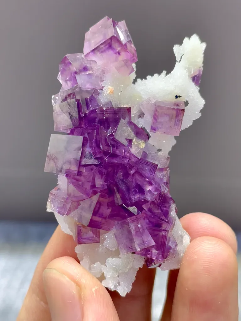 Natural Purple Phantom Fluorite comes from Yaogangxian,Hunan 60*30*10MM image