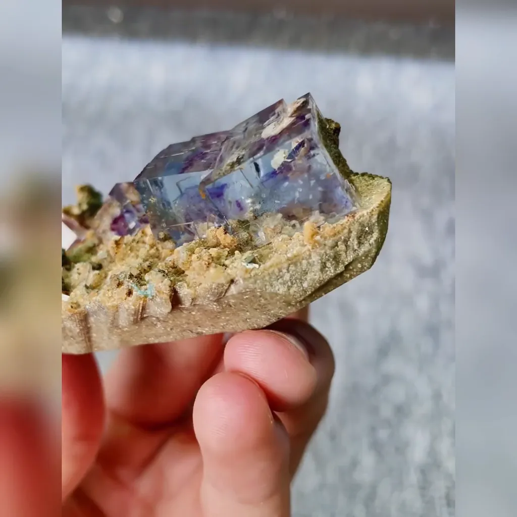 Natural Purple Phantom Fluorite comes from Yaogangxian,Hunan  80*40*25MM - image 3