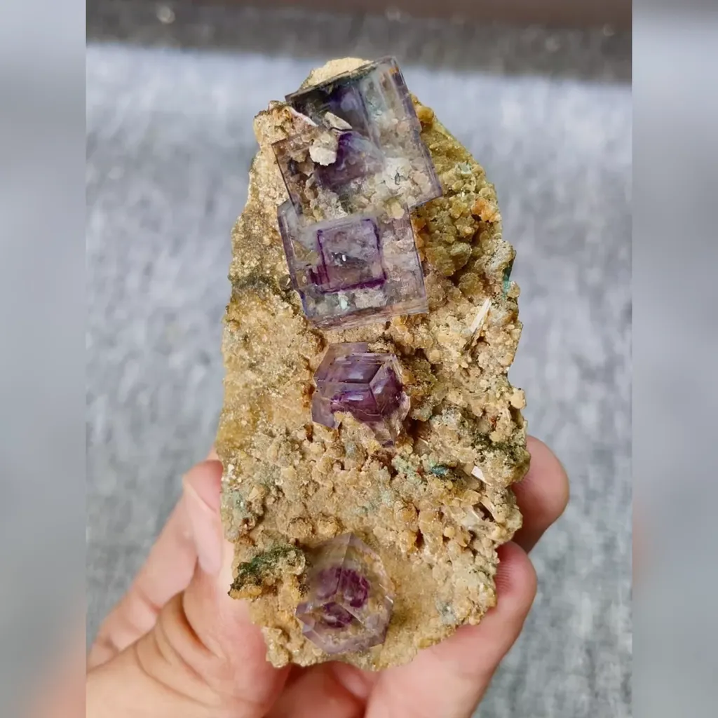 Natural Purple Phantom Fluorite comes from Yaogangxian,Hunan  80*40*25MM image