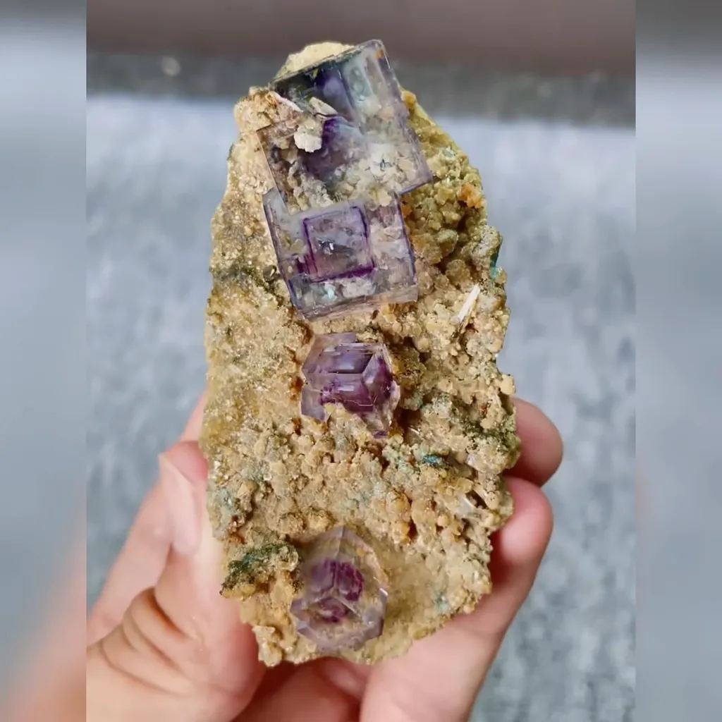 Natural Purple Phantom Fluorite comes from Yaogangxian,Hunan  80*40*25MM - image 5