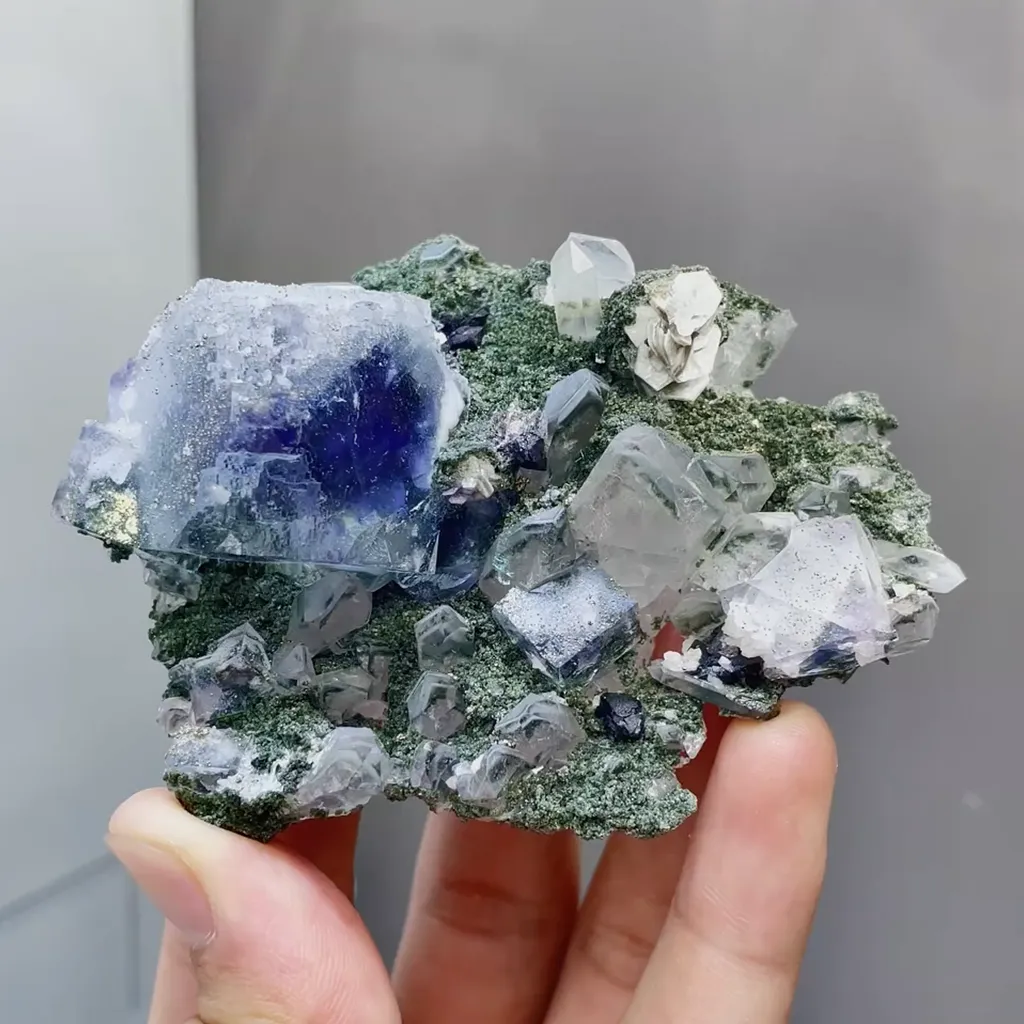 Natural Purple Phantom Fluorite comes from Yaogangxian,Hunan 85*70*30MM - image 2