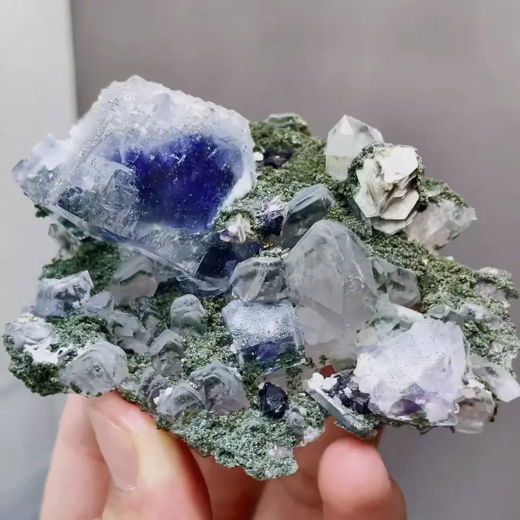 Natural Purple Phantom Fluorite comes from Yaogangxian,Hunan 85*70*30MM image