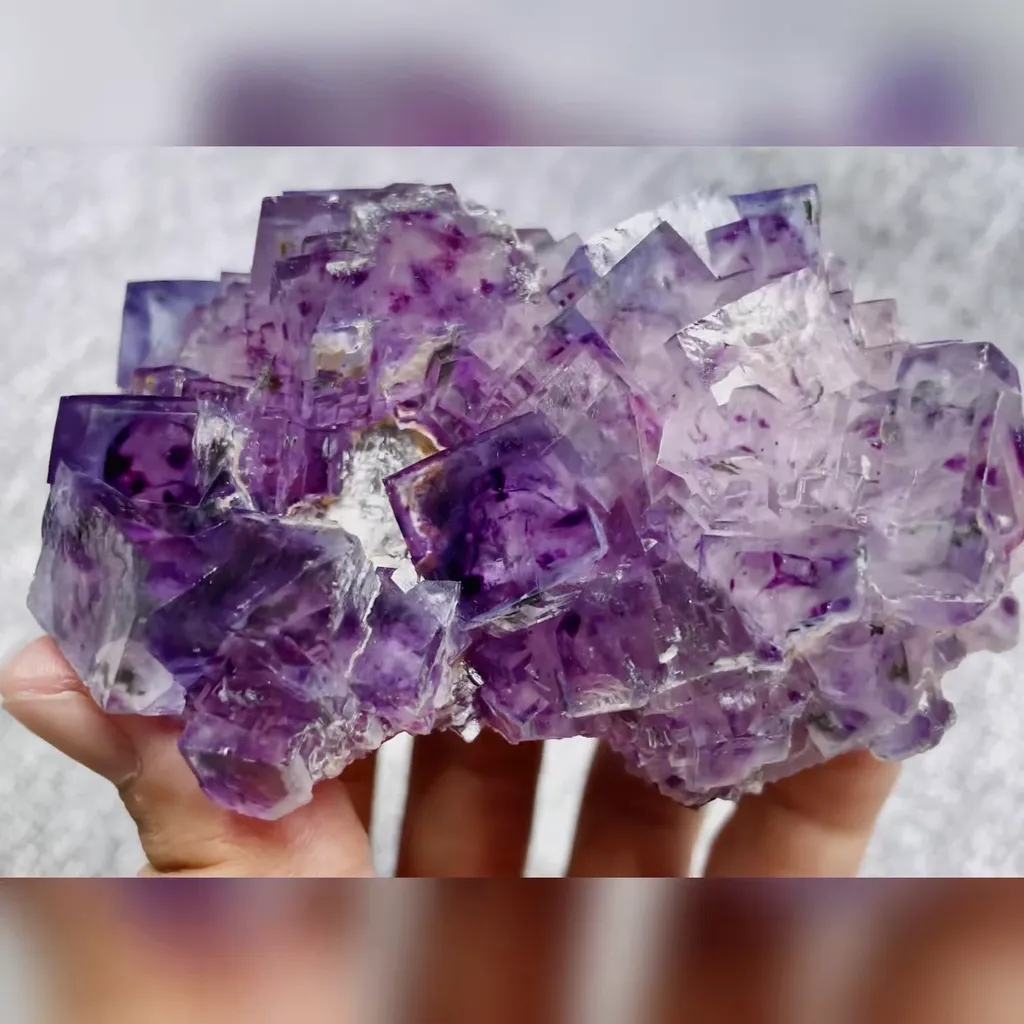 Natural Purple Phantom Fluorite comes from Yaogangxian,Hunan 95*65*60MM - image 4