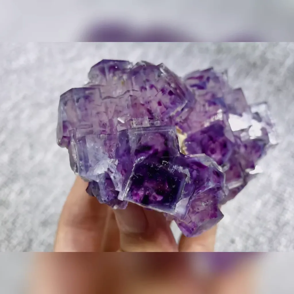 Natural Purple Phantom Fluorite comes from Yaogangxian,Hunan 95*65*60MM - image 3