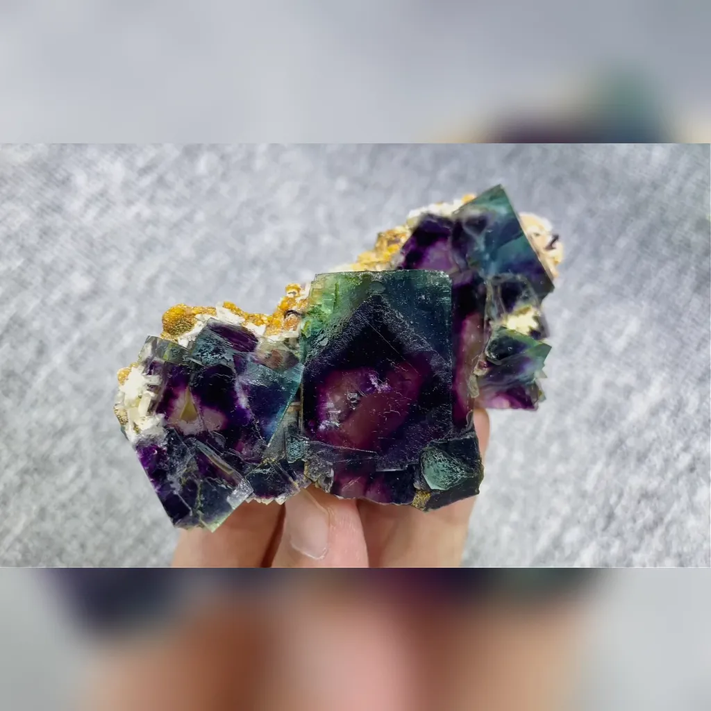 Natural Purple Phantom Fluorite comes from Yindu, Inner Mongolia 105*45*35MM image
