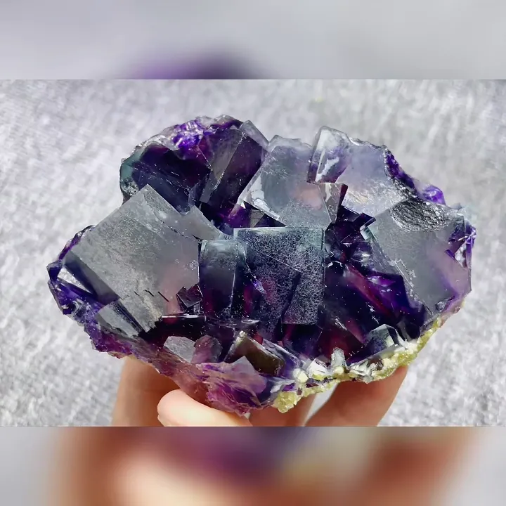 Natural Purple Phantom Fluorite comes from Yindu, Inner Mongolia 105*75*30MM image