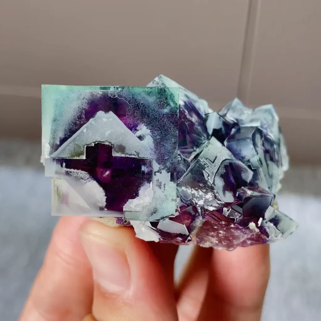 Natural Purple Phantom Fluorite comes from Yindu, Inner Mongolia 50*35*30MM image