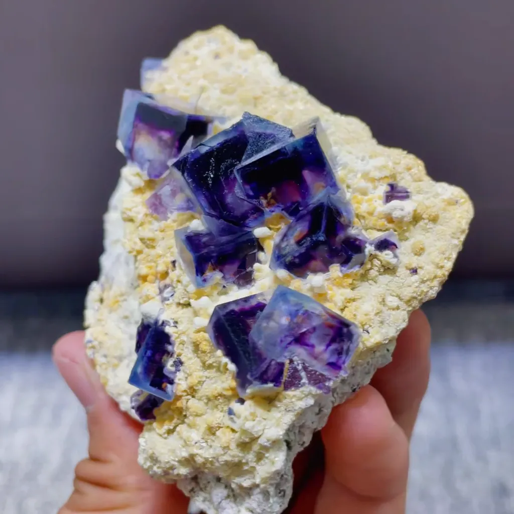 Natural Purple Phantom Fluorite comes from Yindu,Inner Mongolia 100*70*25MM - image 2