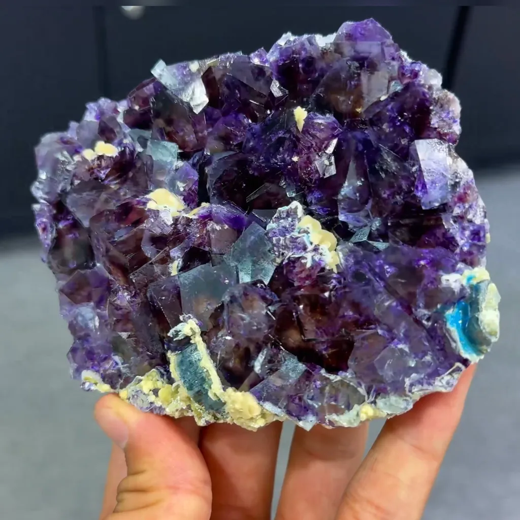 Natural Purple Phantom Fluorite comes from Yindu,Inner Mongolia 110*85*20MM image