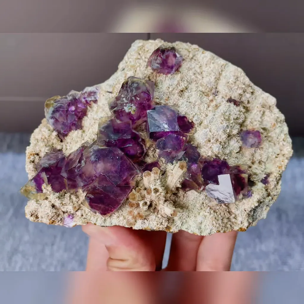 Natural Purple Phantom Fluorite comes from Yindu,Inner Mongolia 120*85*40MM - image 3