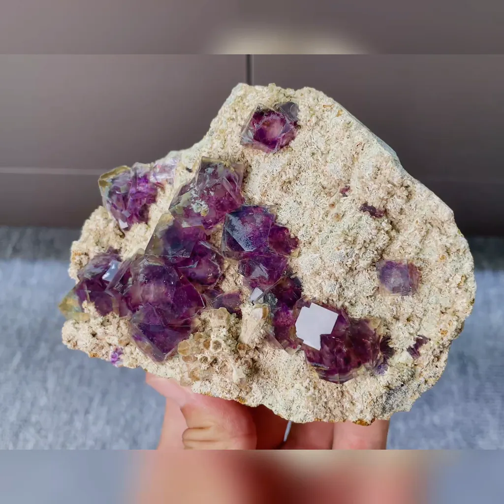 Natural Purple Phantom Fluorite comes from Yindu,Inner Mongolia 120*85*40MM - image 2