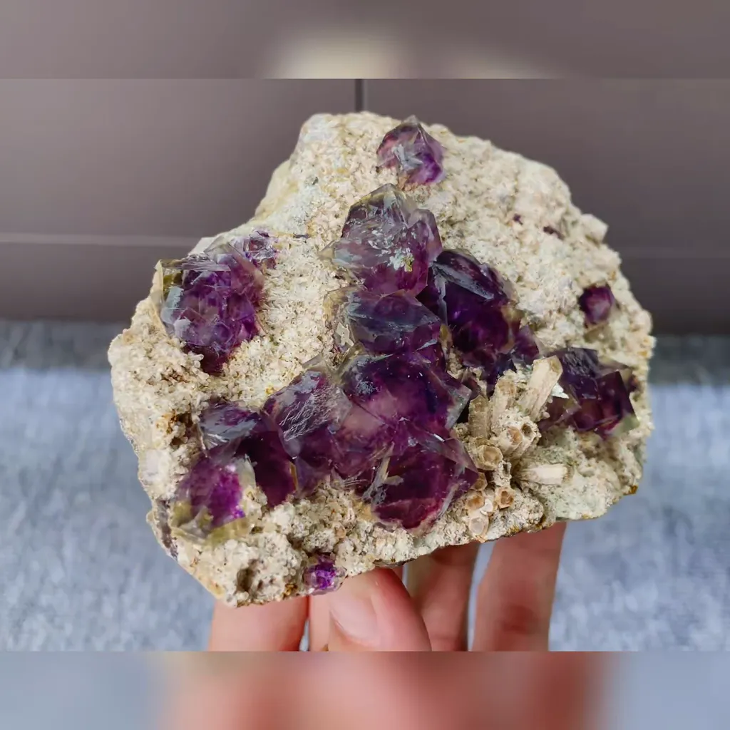 Natural Purple Phantom Fluorite comes from Yindu,Inner Mongolia 120*85*40MM image