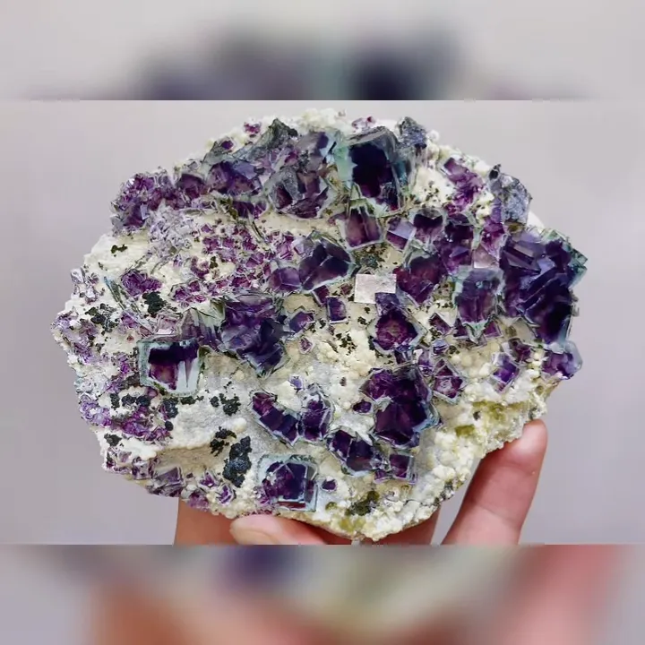 Natural Purple Phantom Fluorite comes from Yindu,Inner Mongolia 120*95*35MM - image 3
