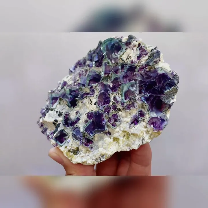 Natural Purple Phantom Fluorite comes from Yindu,Inner Mongolia 120*95*35MM image