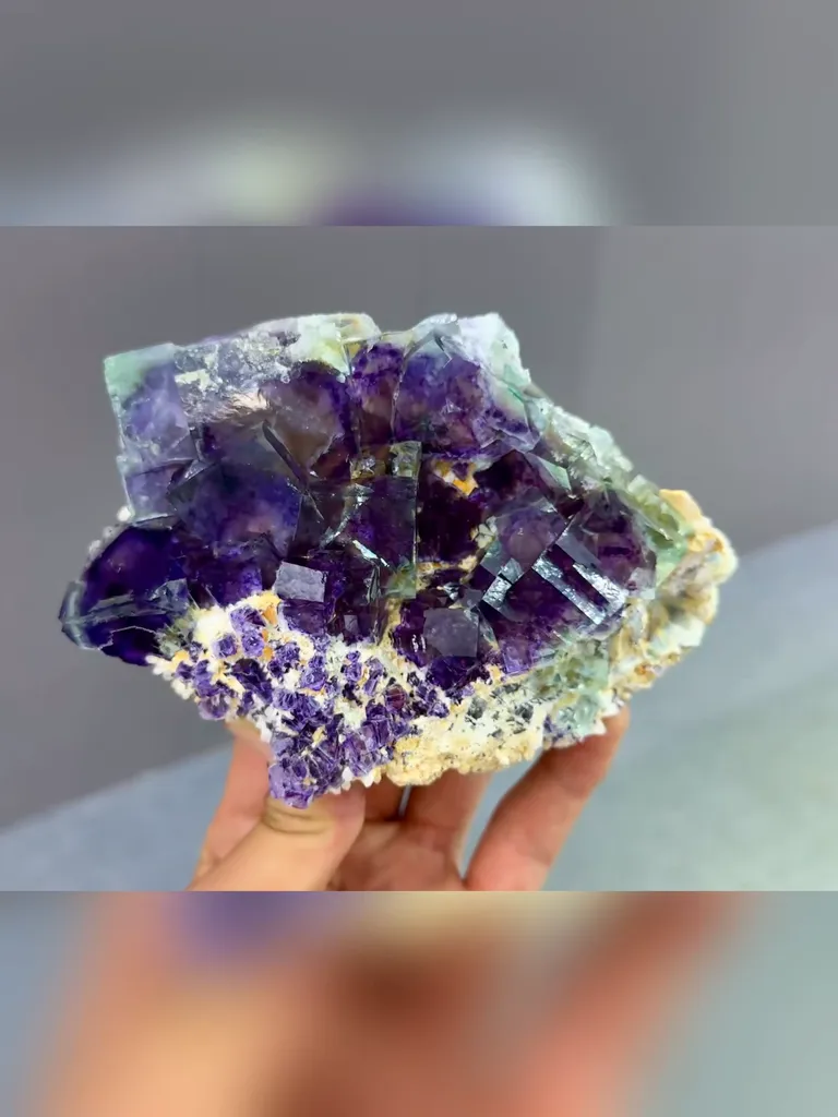 Natural Purple Phantom Fluorite comes from Yindu,Inner Mongolia 140*45*95MM - image 5