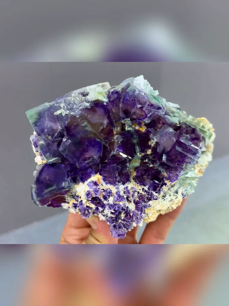 Natural Purple Phantom Fluorite comes from Yindu,Inner Mongolia 140*45*95MM - image 2