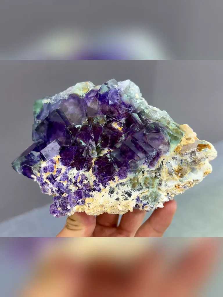Natural Purple Phantom Fluorite comes from Yindu,Inner Mongolia 140*45*95MM - image 3