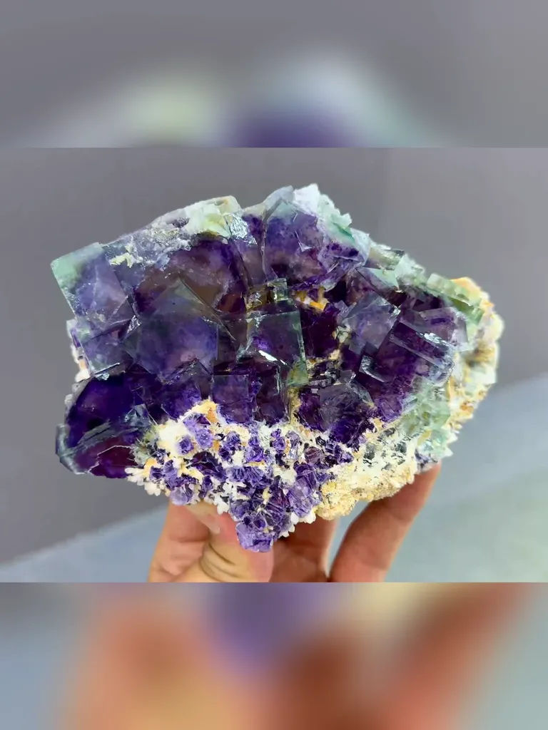 Natural Purple Phantom Fluorite comes from Yindu,Inner Mongolia 140*45*95MM image