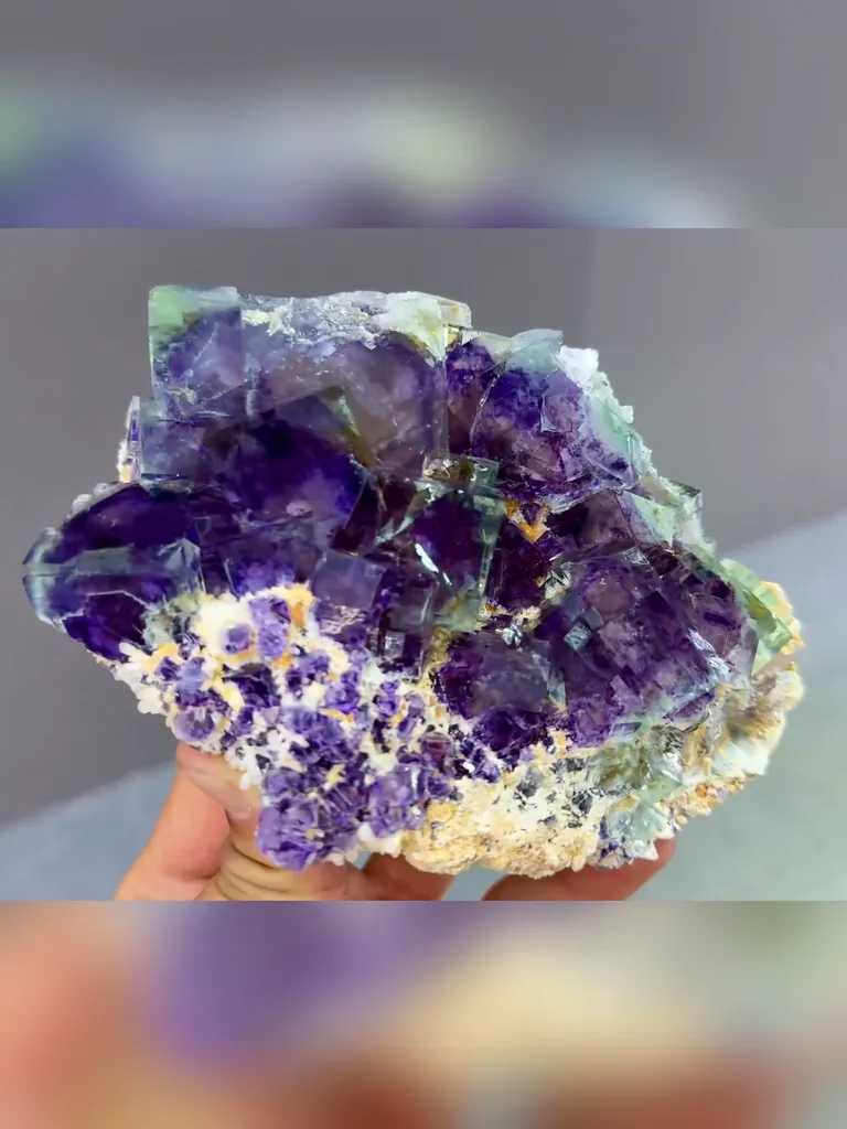 Natural Purple Phantom Fluorite comes from Yindu,Inner Mongolia 140*45*95MM - image 4
